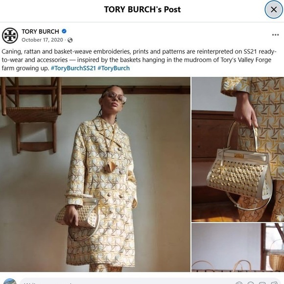 Tory Burch Lee Radziwill Woven Raffia Crossbody Leather Bag - Picture 13 of 14